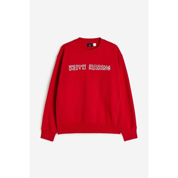 Keith Haring H&M Oversized Fit Red Sweatshirt N.Y.C. Brasil 1986 Graphic Small - Picture 1 of 6
